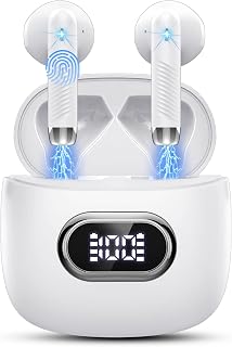 Auriculares Inalámbricos, Auriculares Bluetooth 5.3 con HD Mic, HiFi Estéreo Cascos Inalambricos Bluetooth, IP7 Impermeable 42H Cancelación de Ruido In-Ear Auriculares, Control Táctil/LED/Carga USB-C